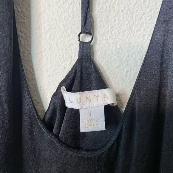 Lunya Washable Silk Slip Dress Black Size L - Picture 4 of 8